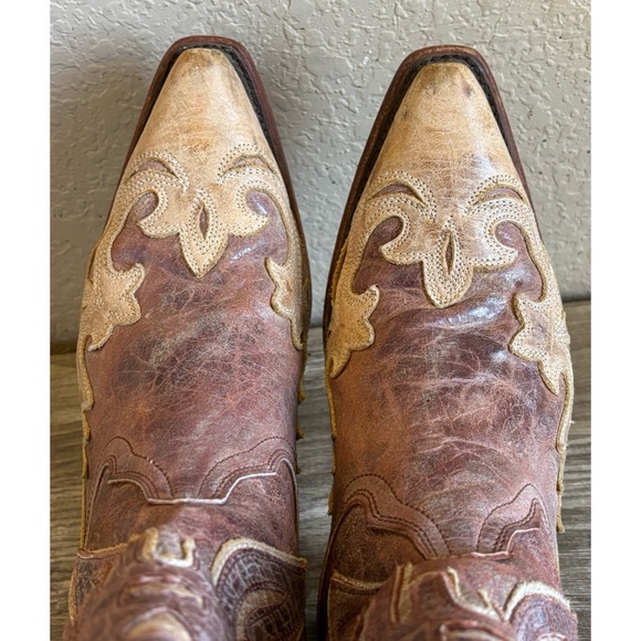 Corral Crackle Distressed Antique Saddle Western Womens Cowboy Boots - Picture 5 of 15
